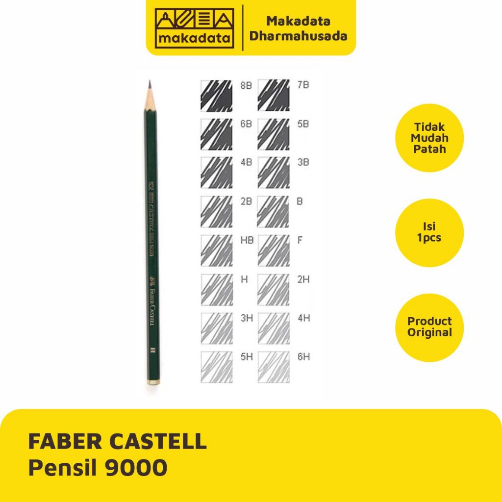 

PENCIL | PENSIL FABET CASTELL 9000 2B/2H/3B/3H/4B/4H/5B/5H/6B/6H/7B/7H/8B/B/F/H/HB (1 PCS)