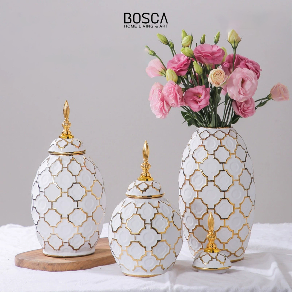Bosca Living - Royal Guci Vase / Hiasan Pajangan Meja Guci Keramik Mewah / Guci Kramik Klasik / Vas 
