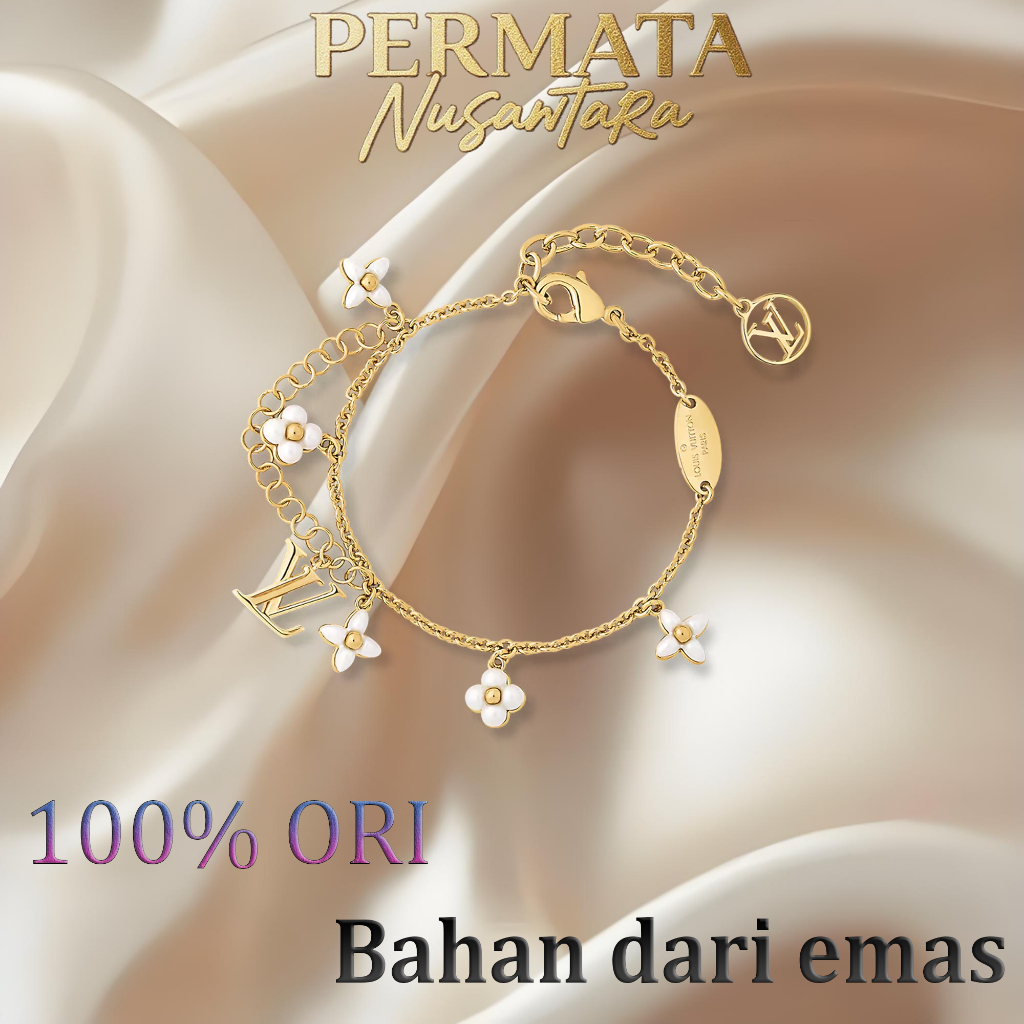 【18K emas asli/100%ORI】 LV Floragram Bracelet Gelang Wanita/bunga gelang lv/YellowGold/LV wanita gel