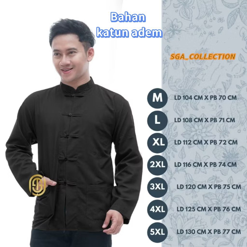 BAJU KOKO PRIA STANDAR JUMBO BIG SIZE M L XL 2XL 3XL 4XL 5XL KOKO IPMAN/CHEONGSAM KOKO PRIA LENGAN P