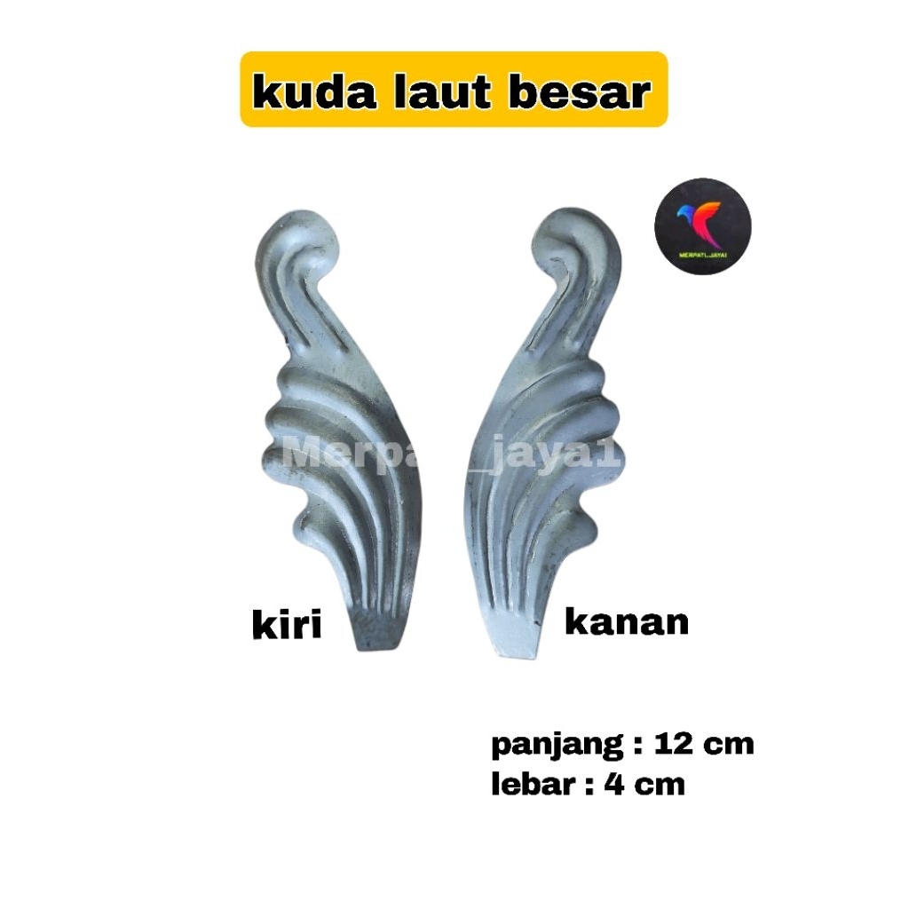 Ornamen Kuda Laut Besar Plat Besi hiasan pagar