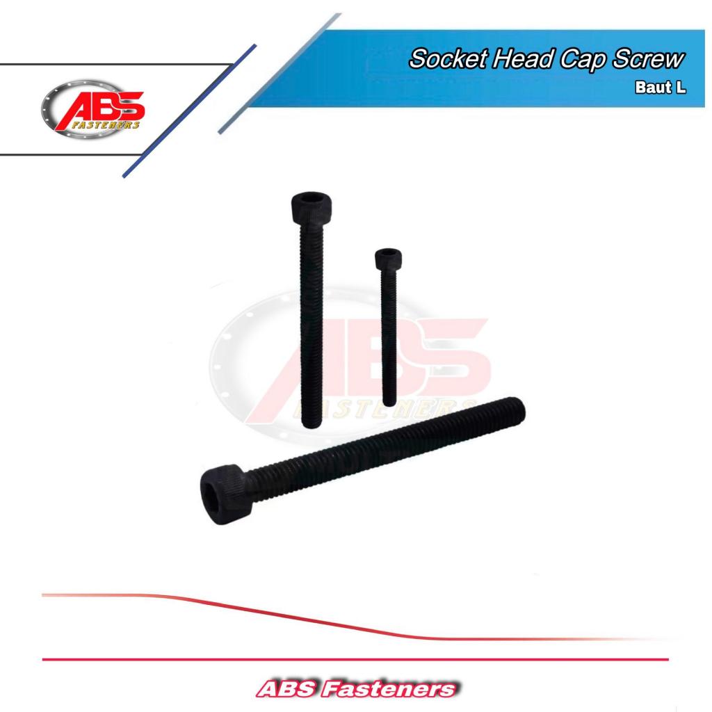 Baut L Baja M20 x 70 FT Pitch 2.5 Full Drat/Full Thread L Baja Hitam