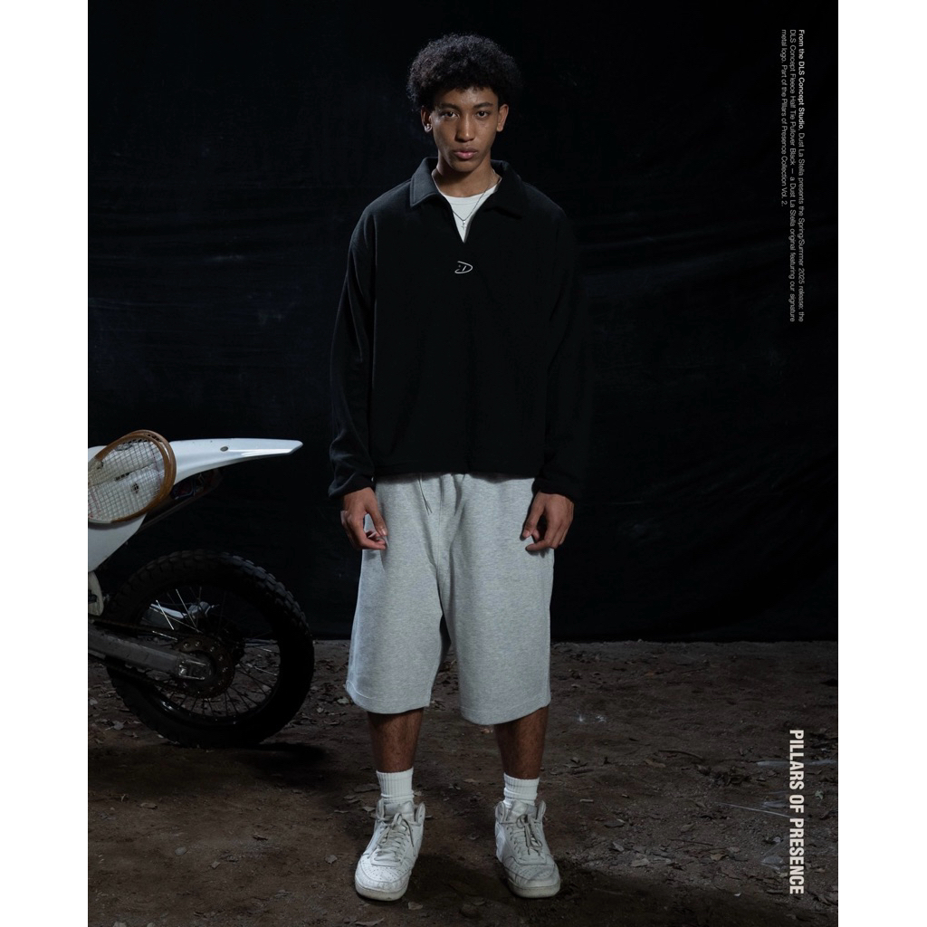 DLS CONCEPT FLEECE HALF TIE PULLOVER BLACK