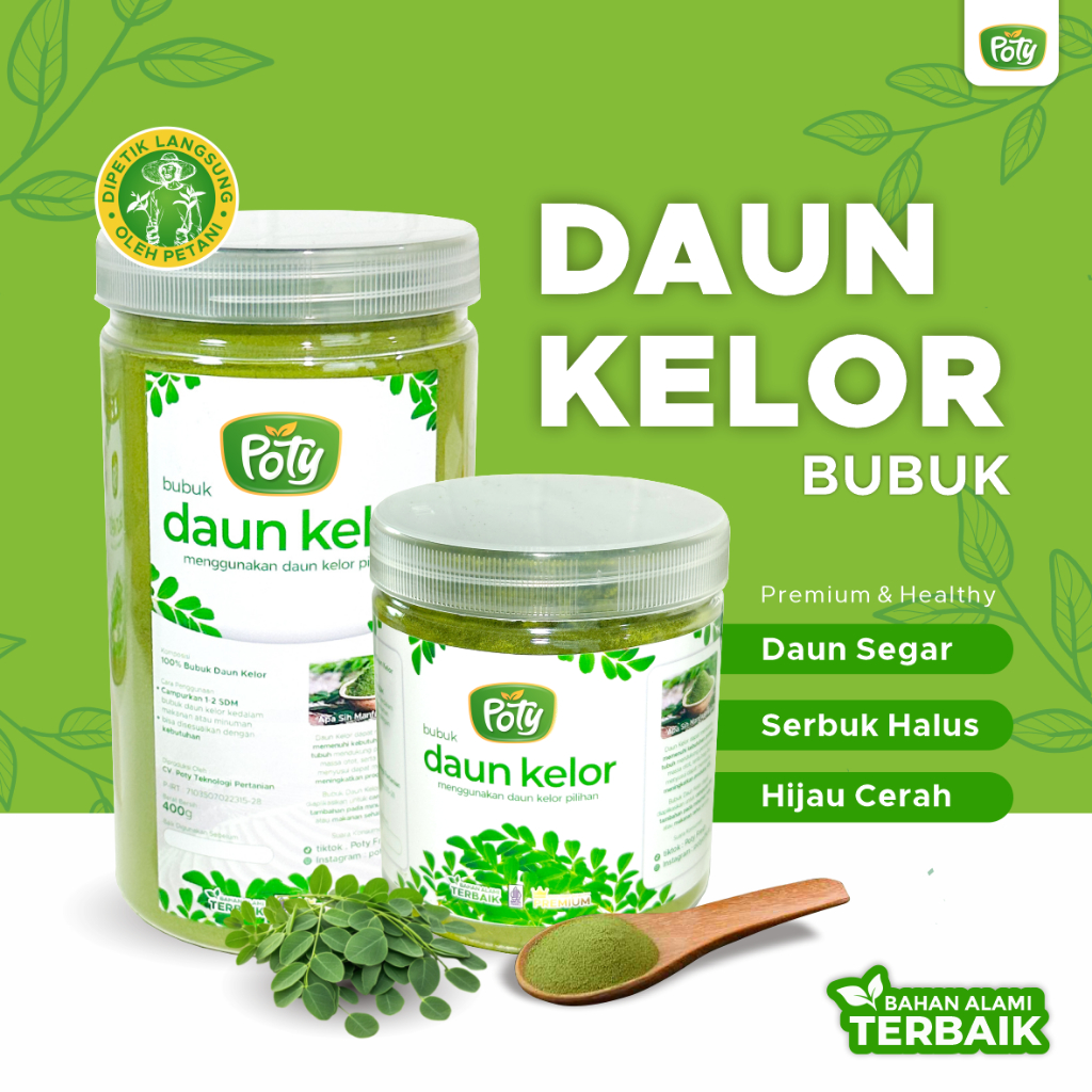 

LIVE Bubuk Daun Kelor Organik 400 gr Moringa Powder Organik Asli Poty