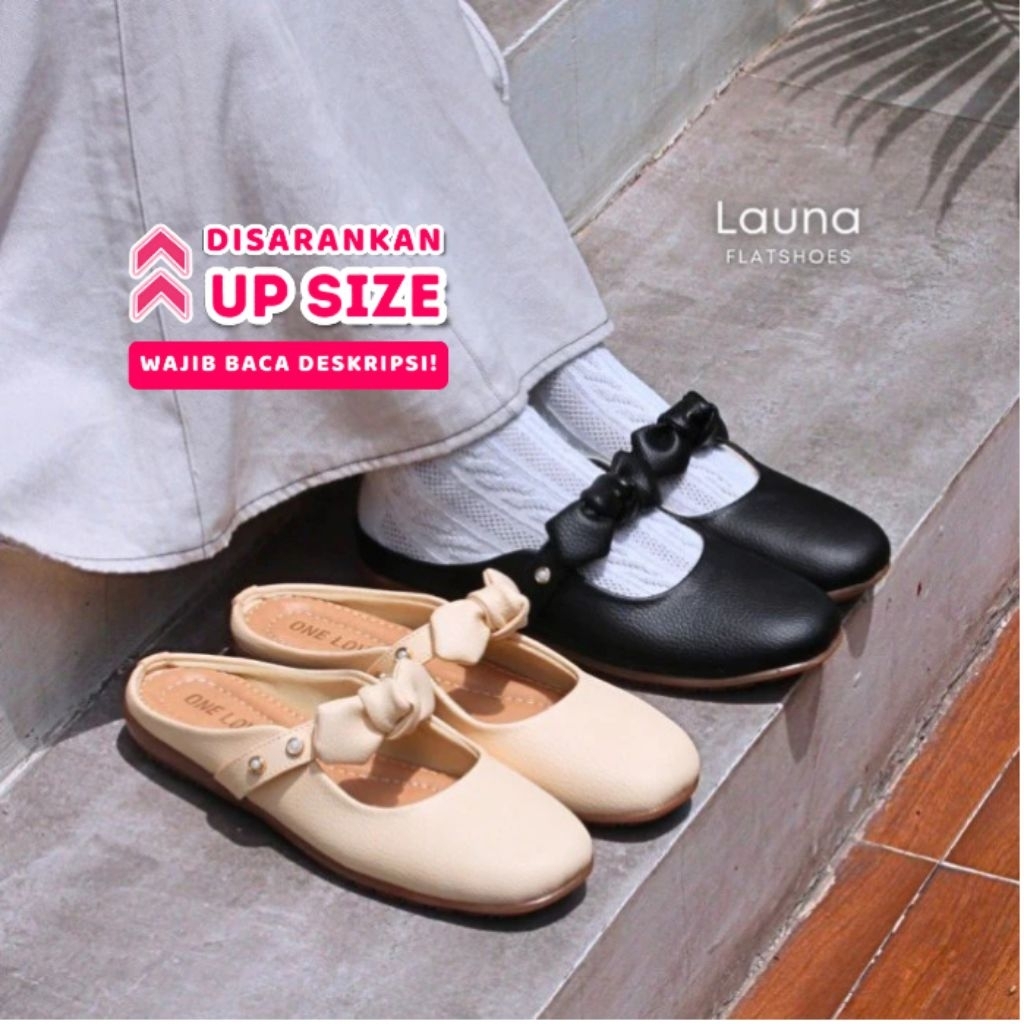 ONE LOVE LAUNA FLATSHOES - BUSTONG MOCCA SEPATU FLAT WANITA