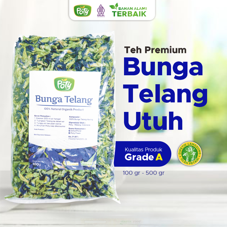 

Bunga Telang Kering Organik 1 kg 500 gram Poty