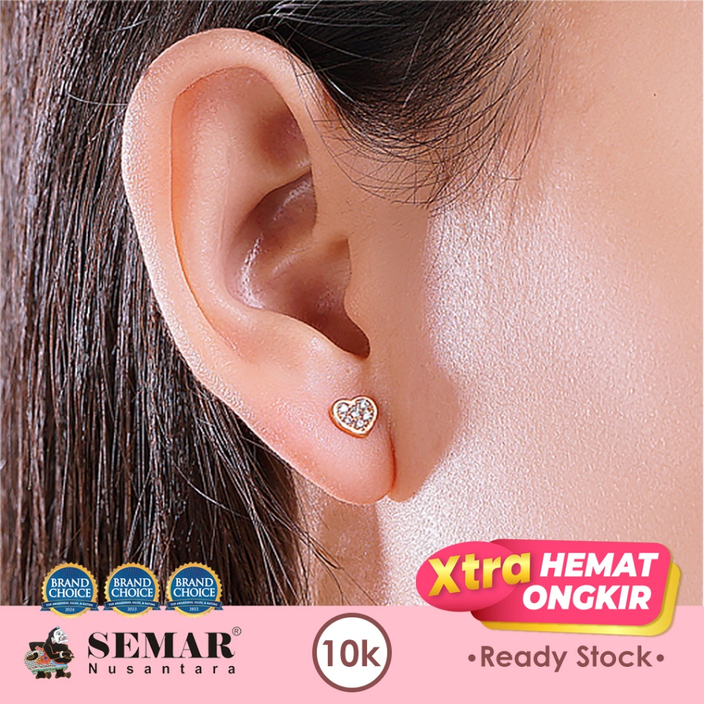 Anting Emas Toge Heart Gold 10k Semar Nusantara