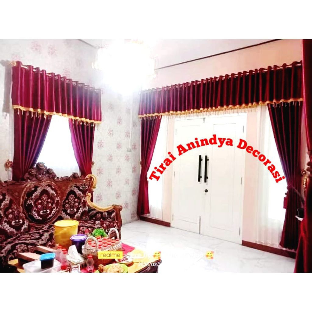 gorden poni 1 set gorden poni rumbai manik manik bahan embos tebal baru gorden jendela pintu gorden 