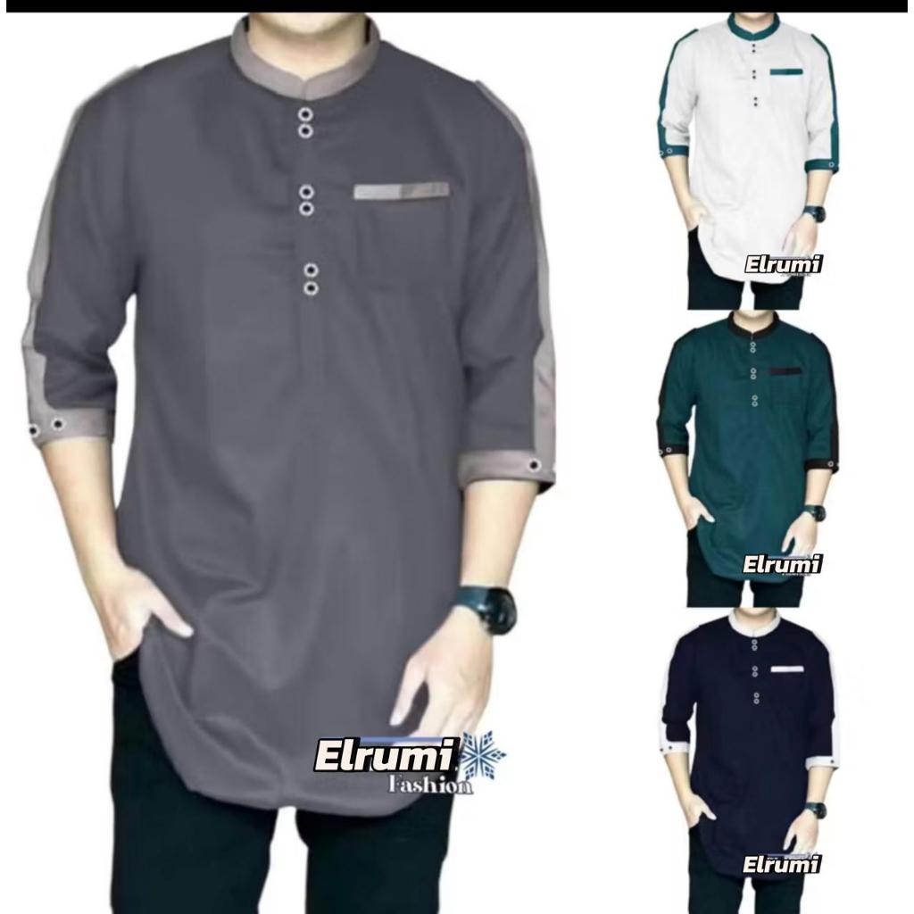 Baju Koko Pria Lengan Pendek Kurta Yamani Karisma Premium Quality Lembut Adem Putih Polos Big Jumbo