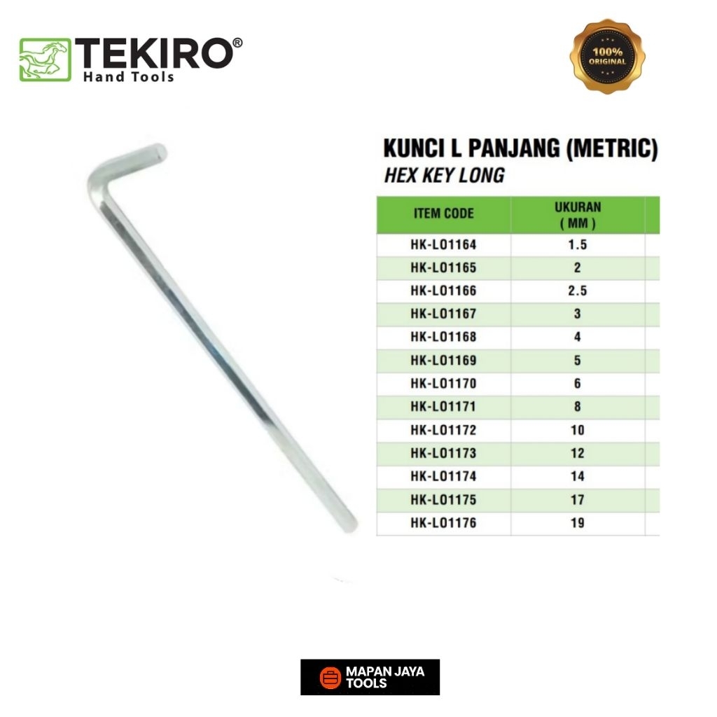 TEKIRO KUNCI L PANJANG UKURAN 12/14/17/19MM / 100% ORIGINAL TEKIRO