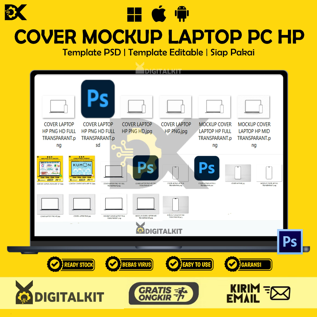 [T0304] COVER MOCKUP LAPTOP PC HP TEMPLATE PSD PNG