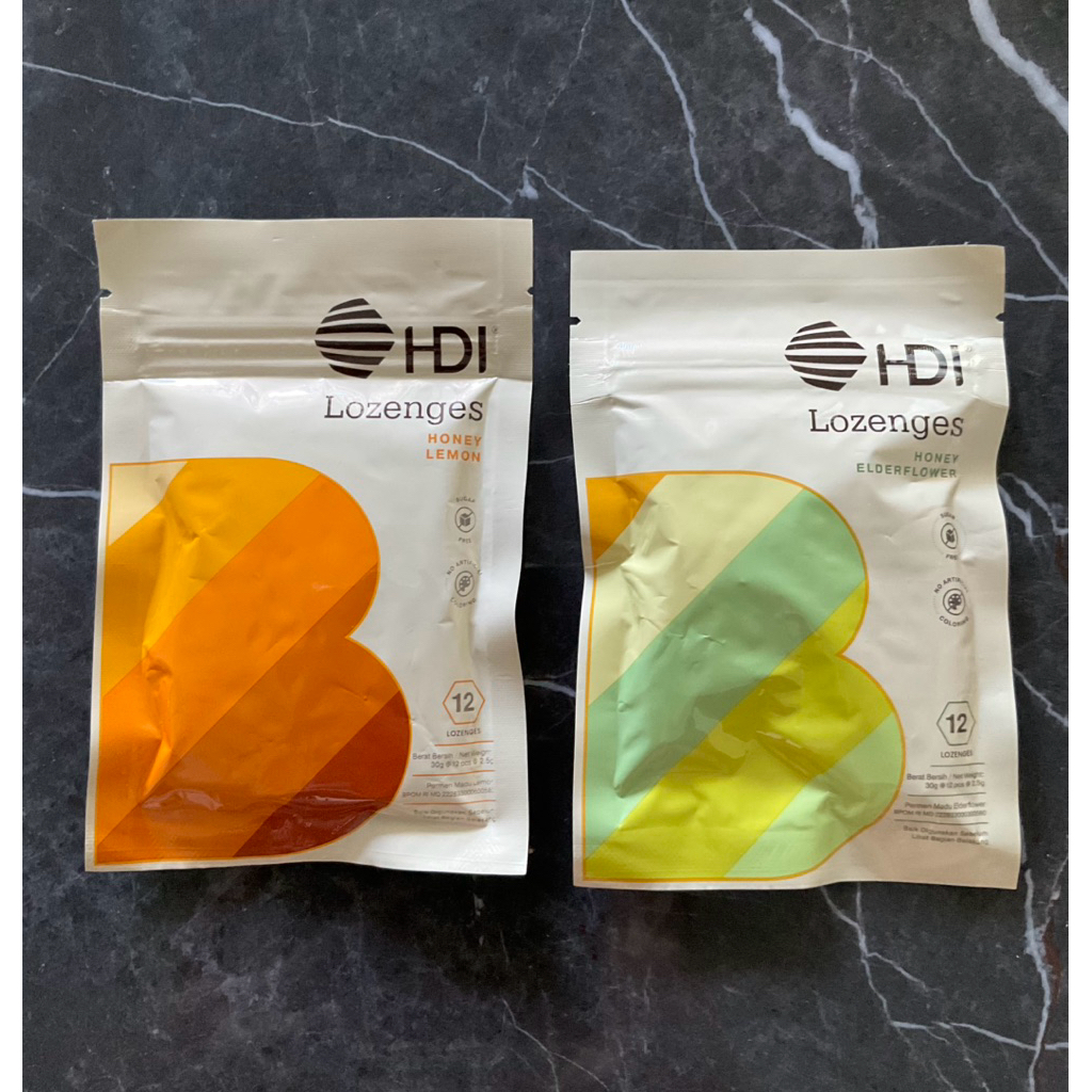 

HDI Lozenges Honey Lemon atau Honey Elderflower Permen Pelega Tenggorokan