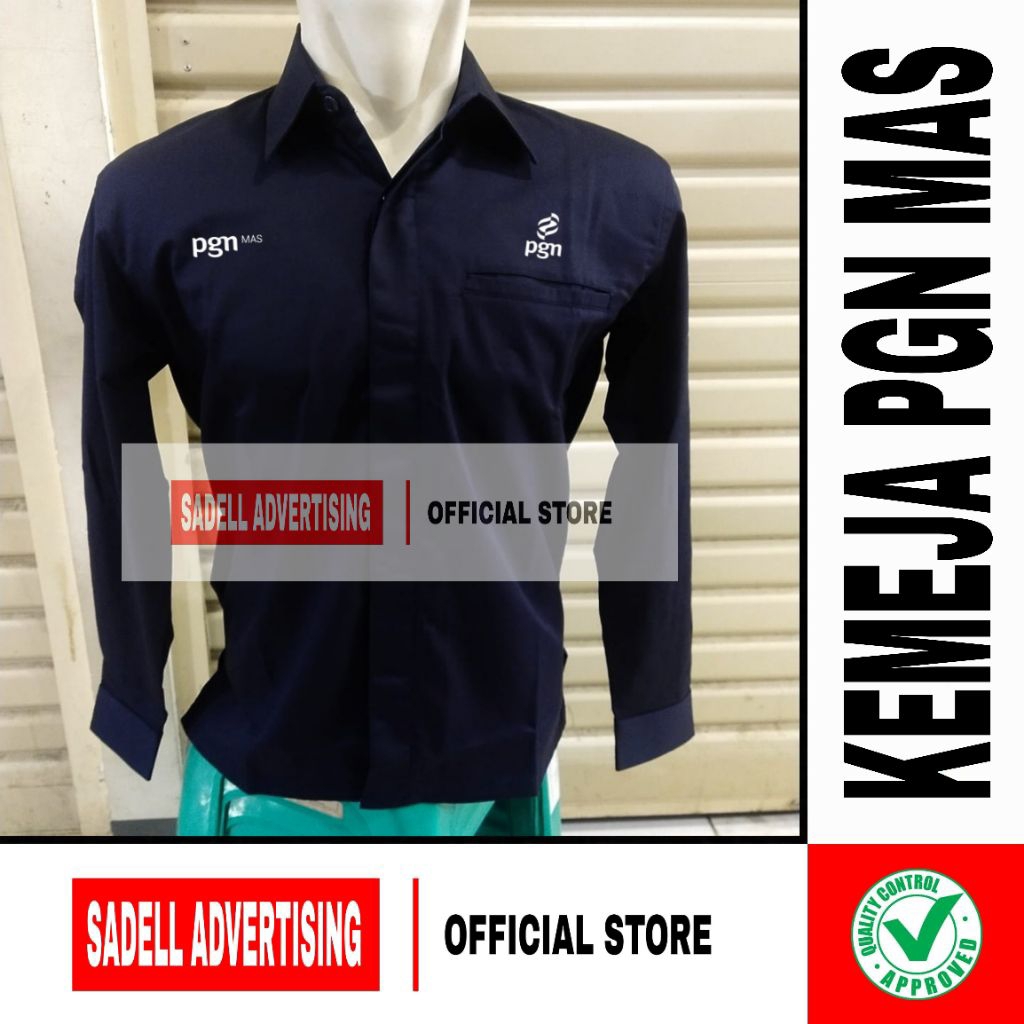Kemeja PGN MAS Seragam PGN MAS Baju PGN MAS Navy Lengan Panjang Pria Bordir
