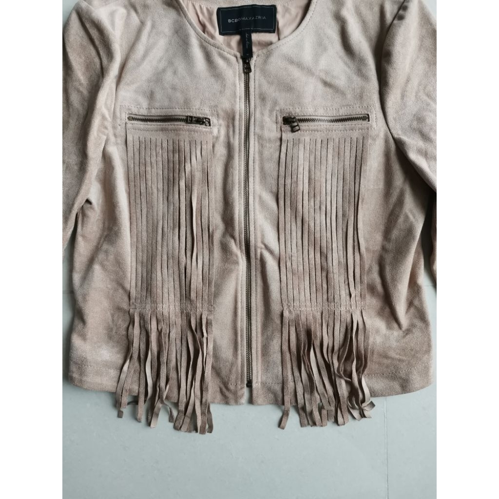 Preloved Jaket Suede Wanita Warna Coklat Muda Ukuran M