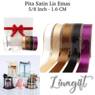 

( Rol 20 Yard ) PITA SATIN LIST EMAS 5/8 INCH SATEN LIS PERAK 15MM - PITA KADO SILK RIBBON 1.5CM