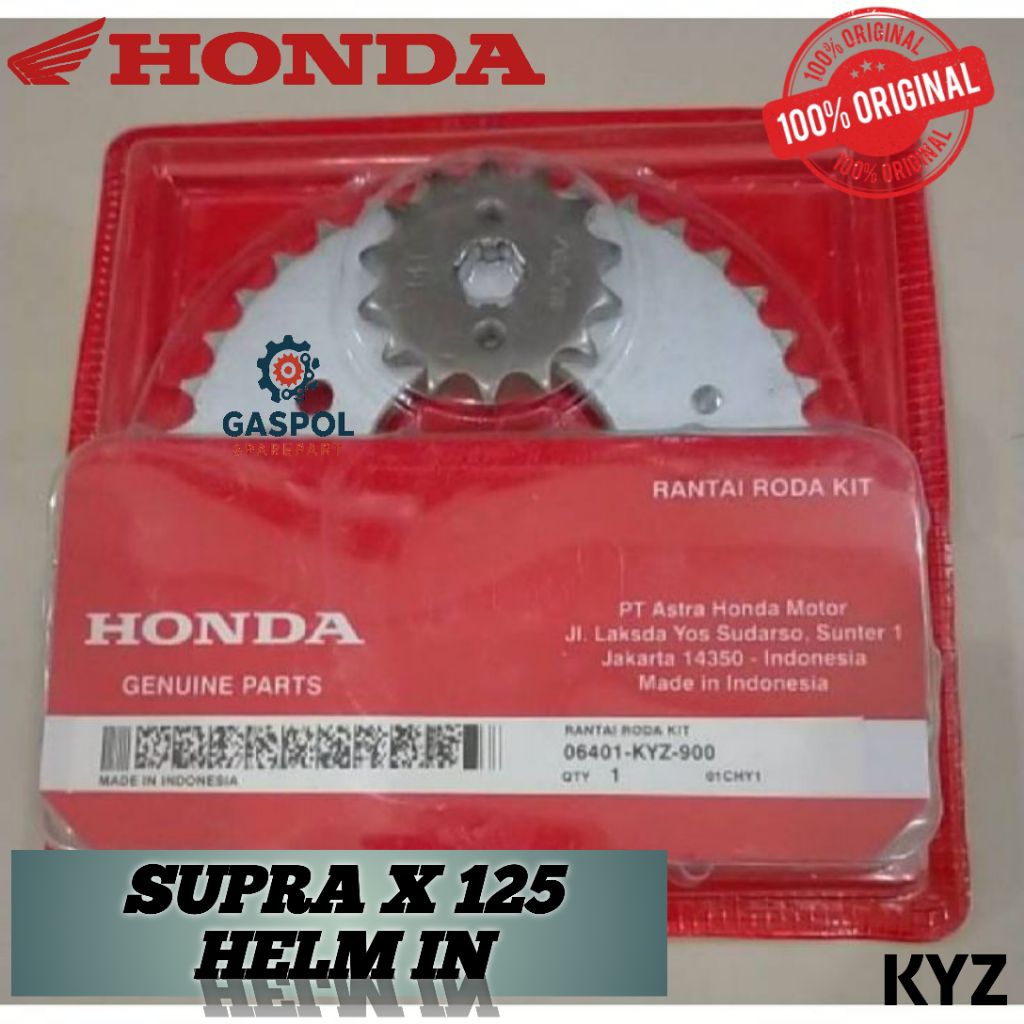 GEAR SET+ RANTAI (KYZ) SUPRA X 125 HELM IN ORIGINAL AHM