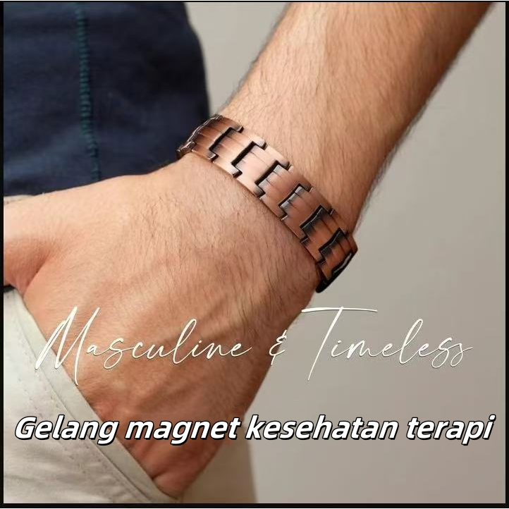 Gelang magnet kesehatan terapi Jam Tangan Gelang Magnet Kesehatan Terapi hitam gold silver unisex ti