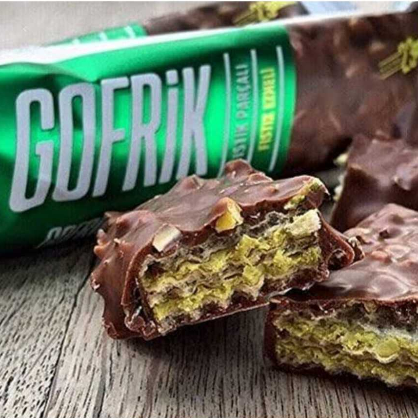 

GOFRIK Premium Milk Chocolate With Pistachio KAHVE DÜNYASI Cokelat Dubai Turkiye Satuan Eceran