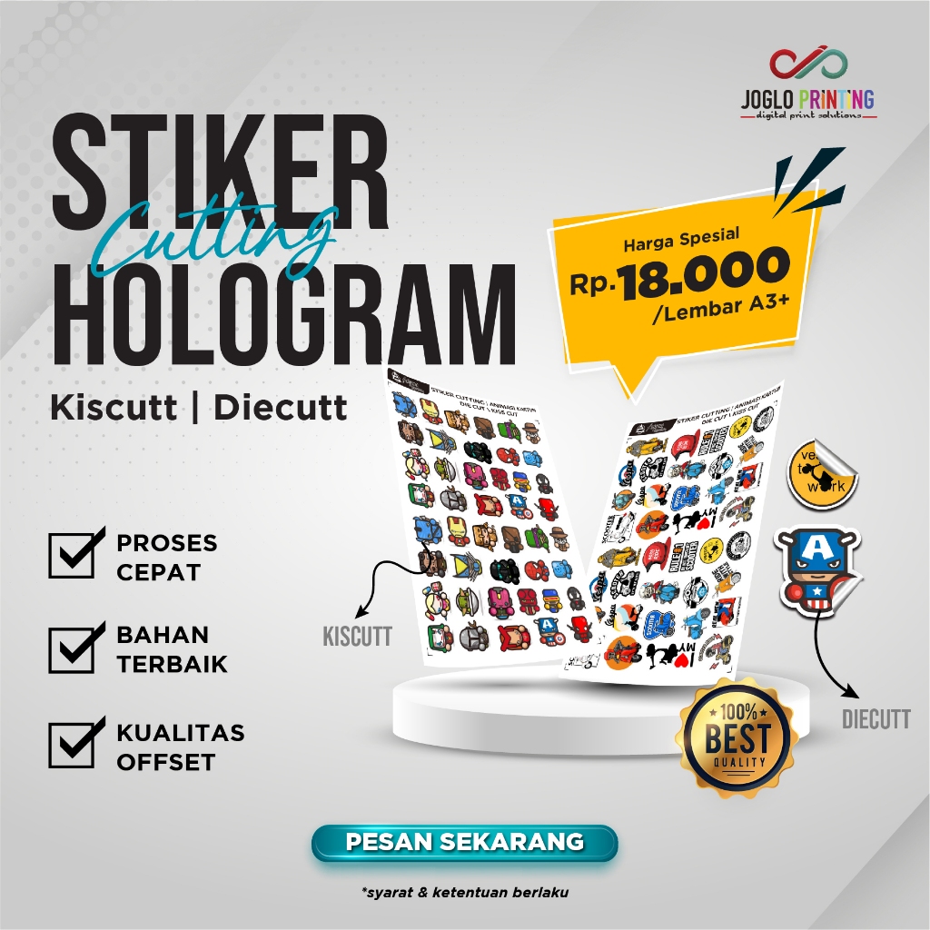 Sticker Hologram, Silver, Gold A3+ Termurah || Print Sticker Vinyl