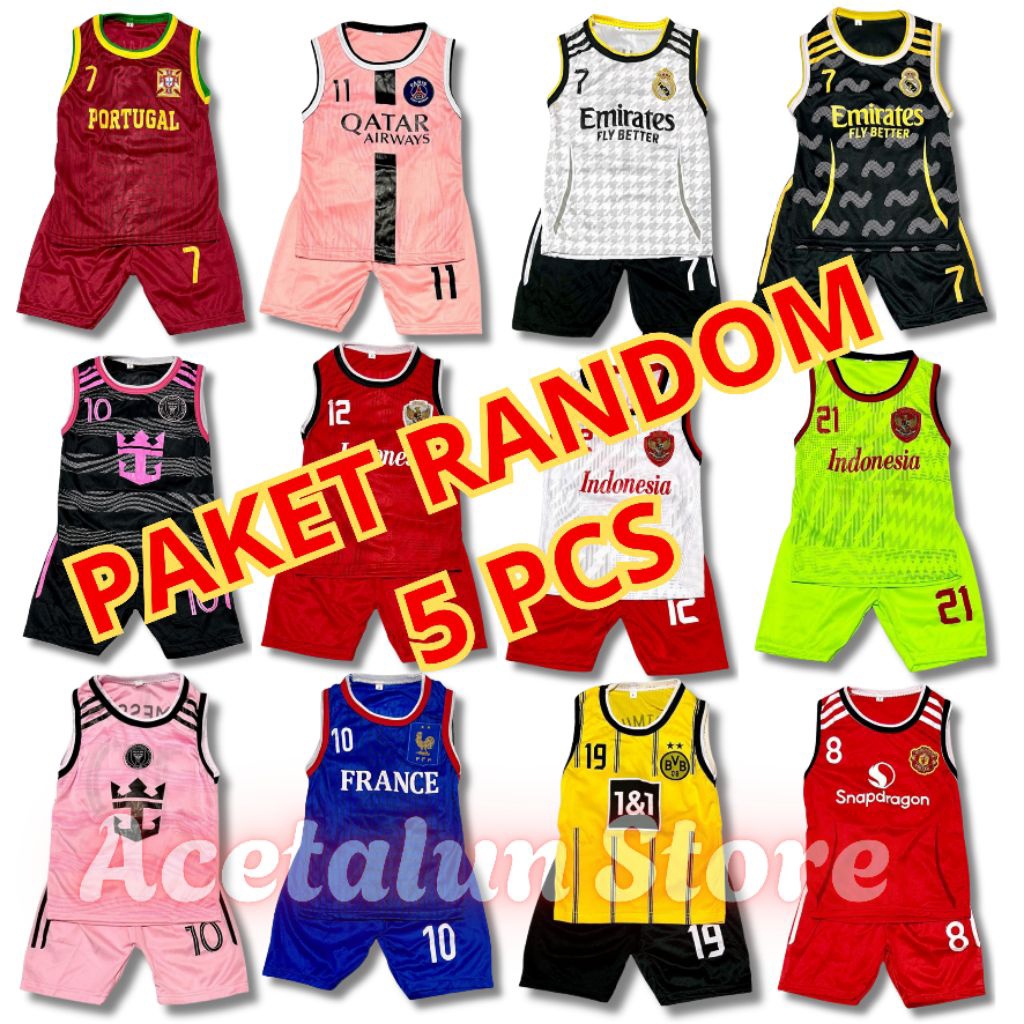 PAKET RANDOM SETELAN JERSEY SINGLET ANAK/BAJU SINGLET ANAK/BAJU FUTSAL