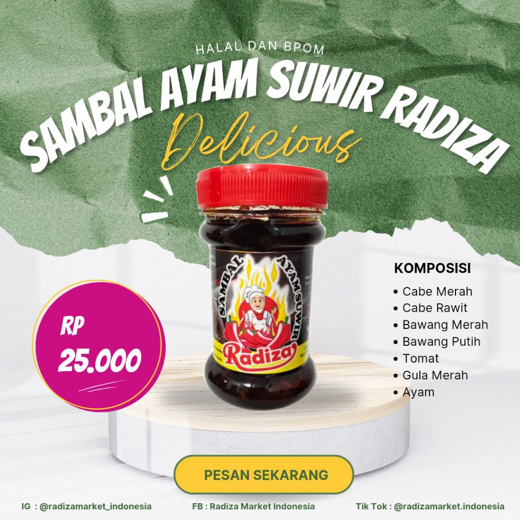 

Sambal Ayam Suwir Radiza BPOM dan Halal