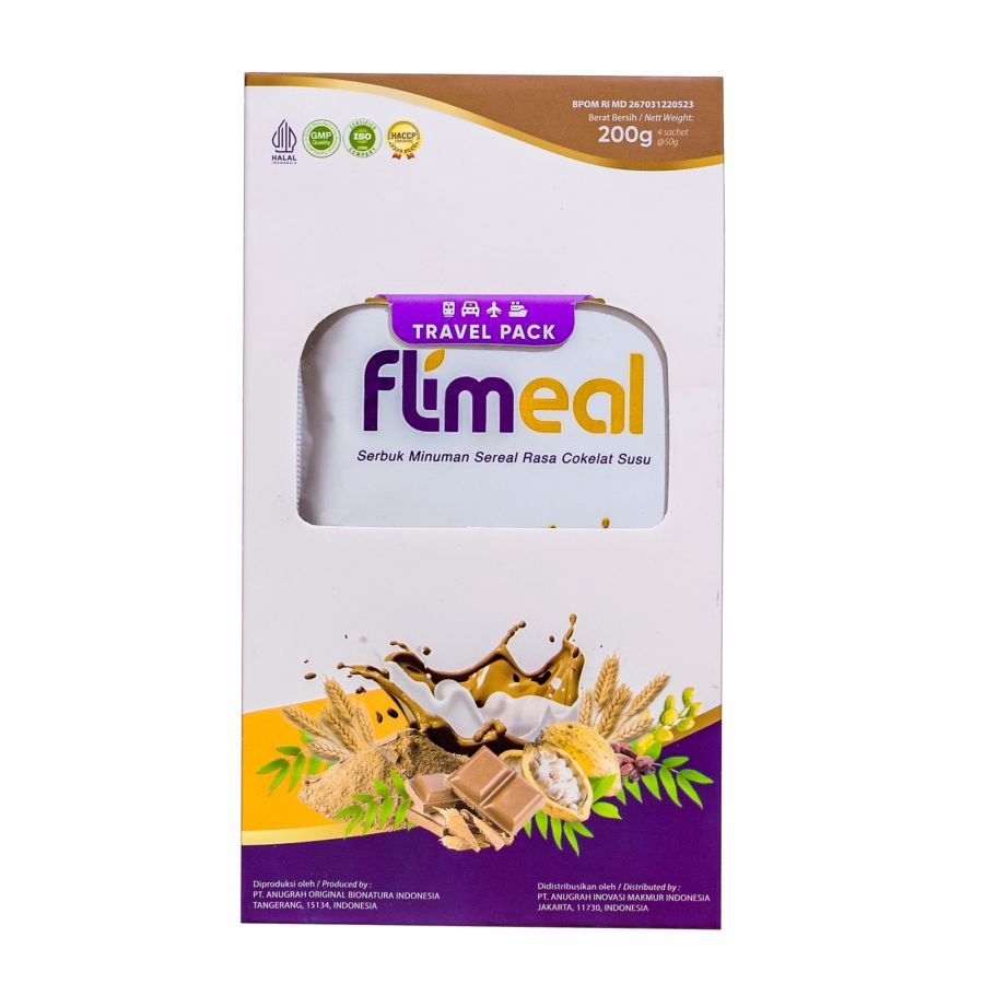 

Flimeal Meal Replacement Travel Pack rasa Coklat Susu 4 sachets