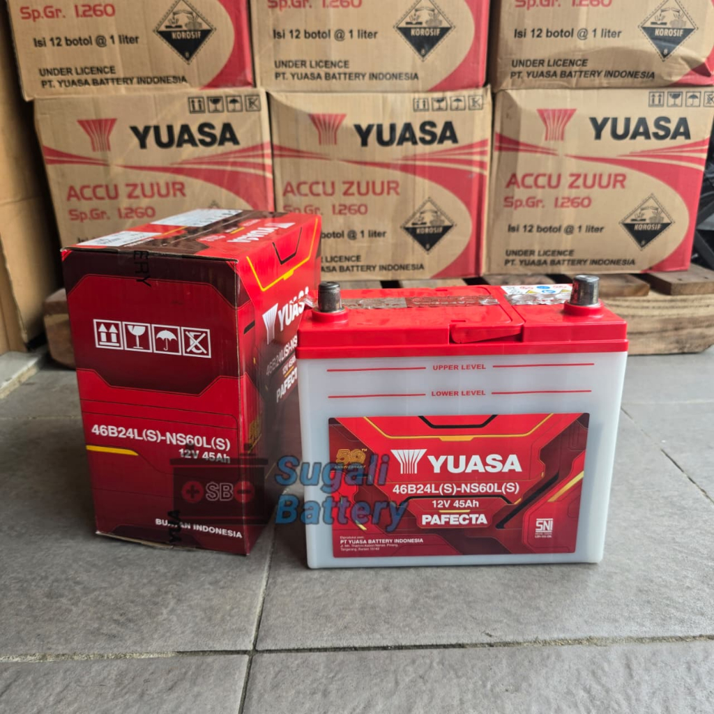 Aki Mobil YUASA NS60LS 46B24LS Pafecta Aki basah 12v 45Ah ORIGINAL YUASA BATTERY