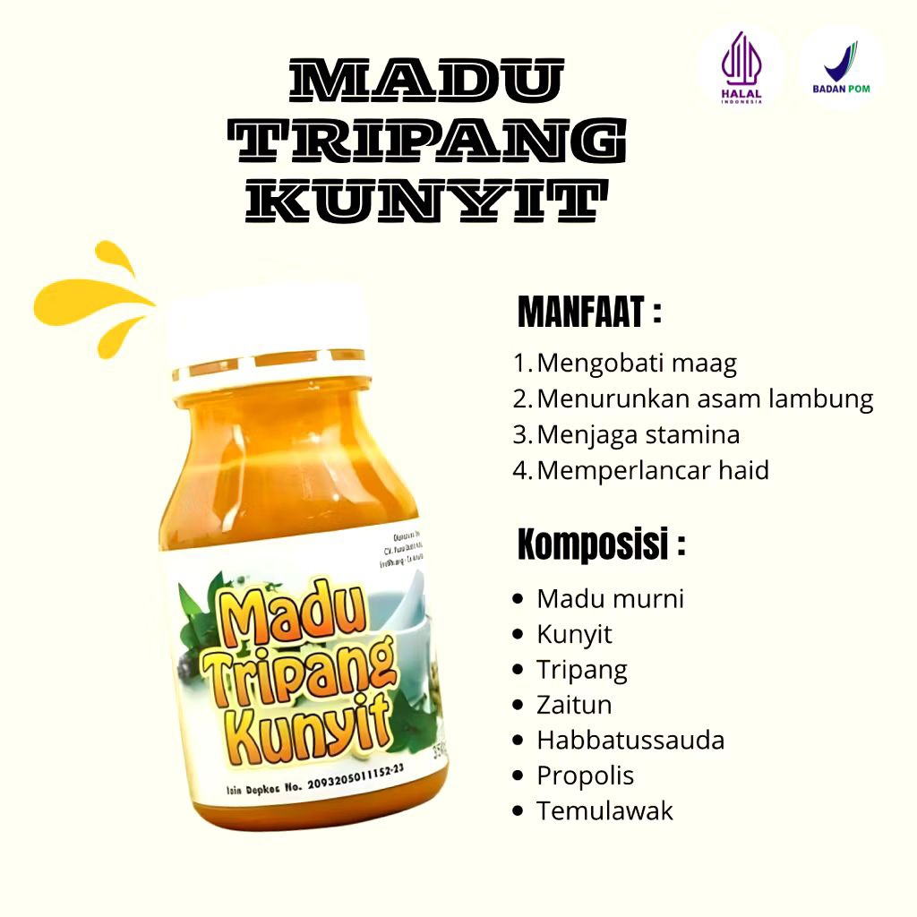 

Tripang Kunyit Madu Herbal Asam Lambung Maag Kronis