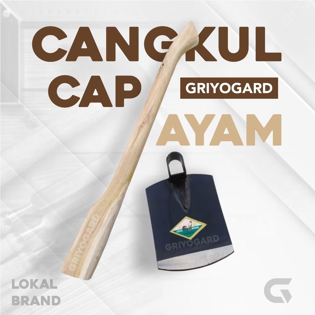 Cangkul Tanah Cap Ayam Jago Dan Dorang Gagang Kayu Jati cap ayam lokal tebal