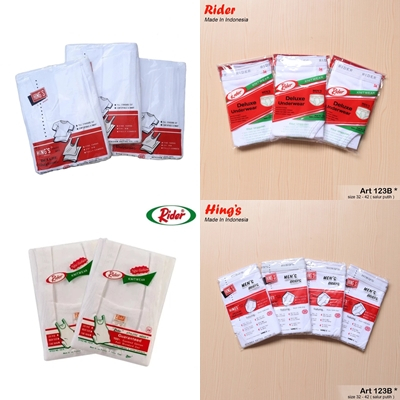 [ 3 pcs ] CD Hing's 123B Salur | CD Rider 125B Salur | Celana Dalam Pria / Putih Salur | Sempak Ride