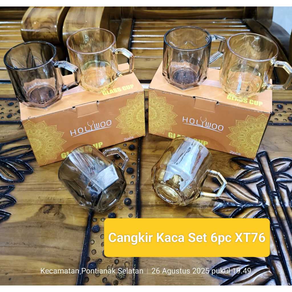 Hampers Set 2 Pcs Gelas Gagang Kaca | Gelas Teh Kopi Estetik