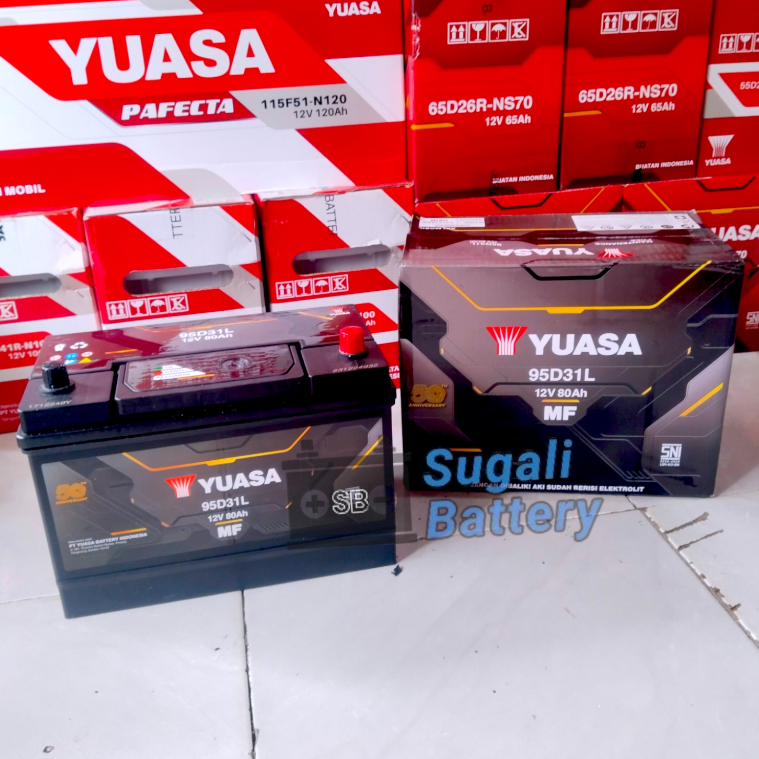 Aki Mobil Mitsubishi Pajero Sport YUASA 95D31L MF Aki Kering 80Ah ORIGINAL YUASA