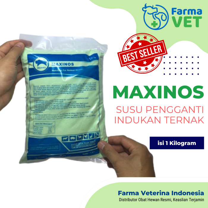 Maxinos Susu Pengganti Induk Ternak 1Kg - Susu Skim Solvor Pedet Anak Sapi Cempe Kambing Domba Babi