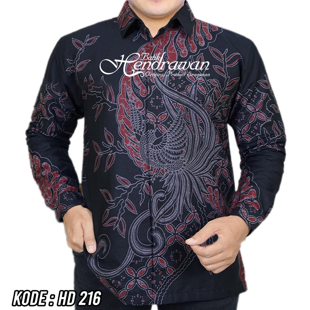 Batik Hendrawan Kemeja Batik Pria Solo Modern Lengan Panjang Lapis Furing Bahan Katun Premium HD 216