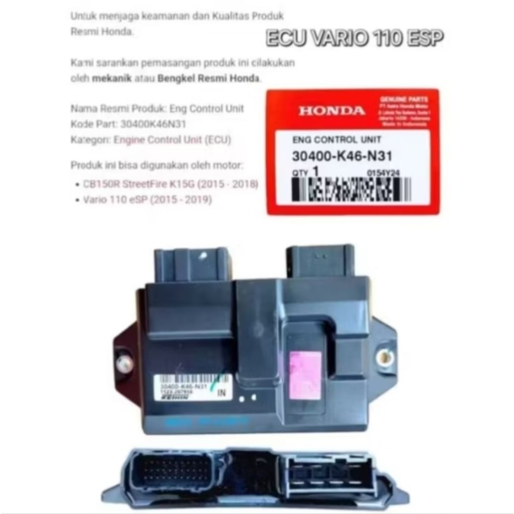 Ecu Ecm Engine Control Unit Vario 110 ESP 30400K46N31