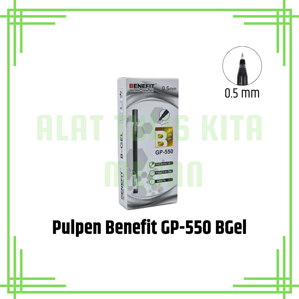 

(1 Kotak) Pulpen Benefit GP-550 BGel / Gel Pen 0.5mm Benefit GP-550 BGel