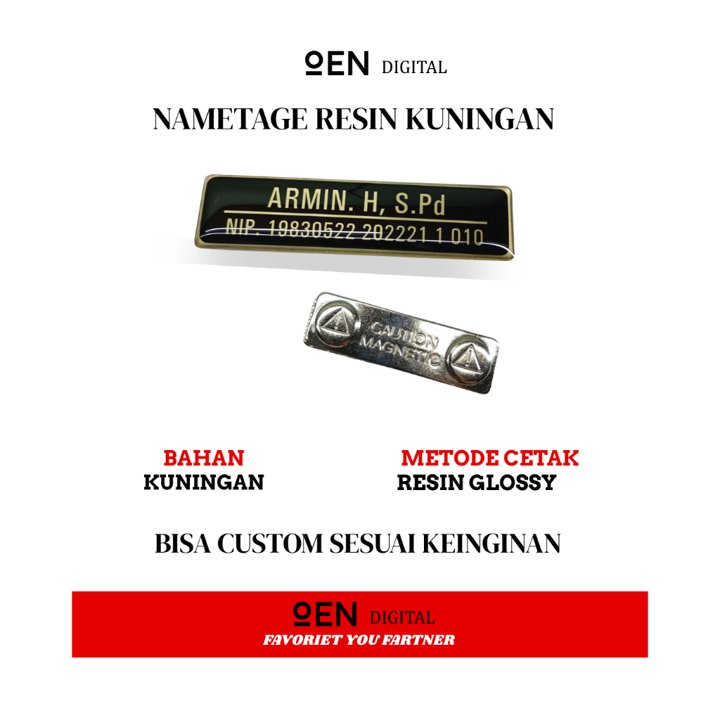 

Nametage Bahan Kuningan Resin - Berkualitas Tahan Lama Dan Awet
