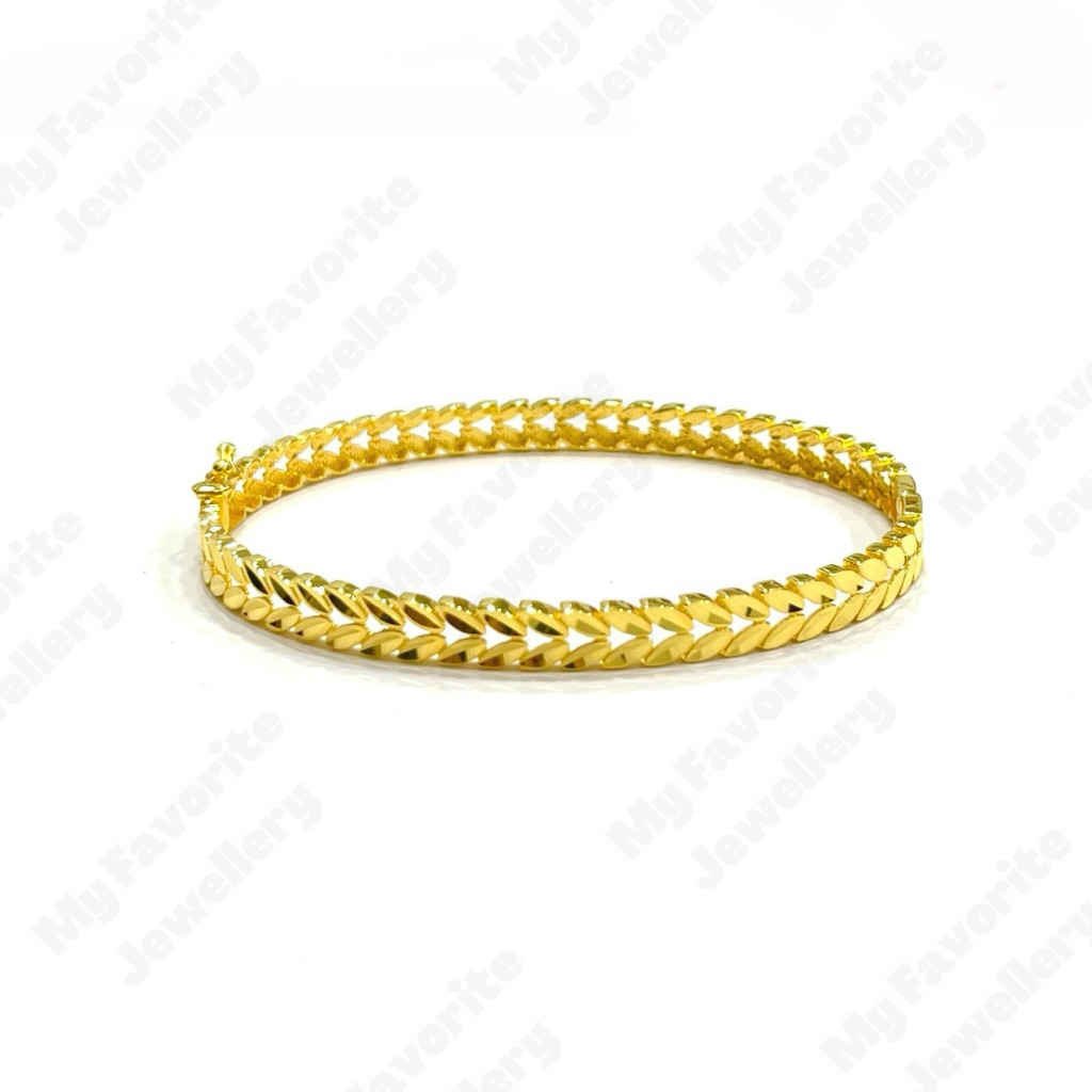 Gelang Bangle Full Daun Kristal 5gram 8gram Emas Asli Kadar 875