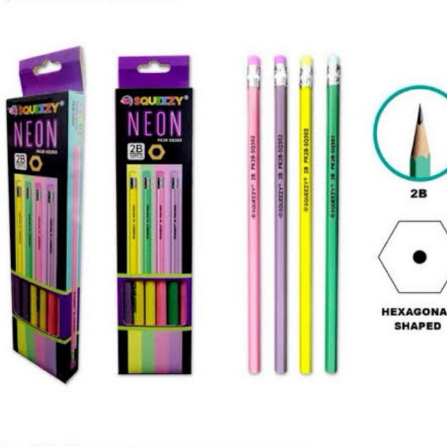 

Pensil Pencil 2B Kayu Neon Dengan Penghapus Diatasnya Selusin Squeezy 12 Pcs