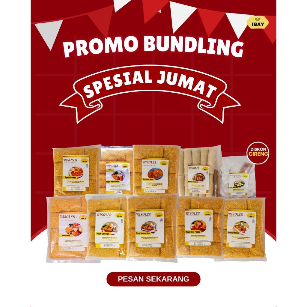 

!!PROMO BUNDLING!! Risoles Frozen IBAY | Camilan Beku Enak Siap Goreng | Risol Homemade Kriuk | Snack Frozen Halal Bandung