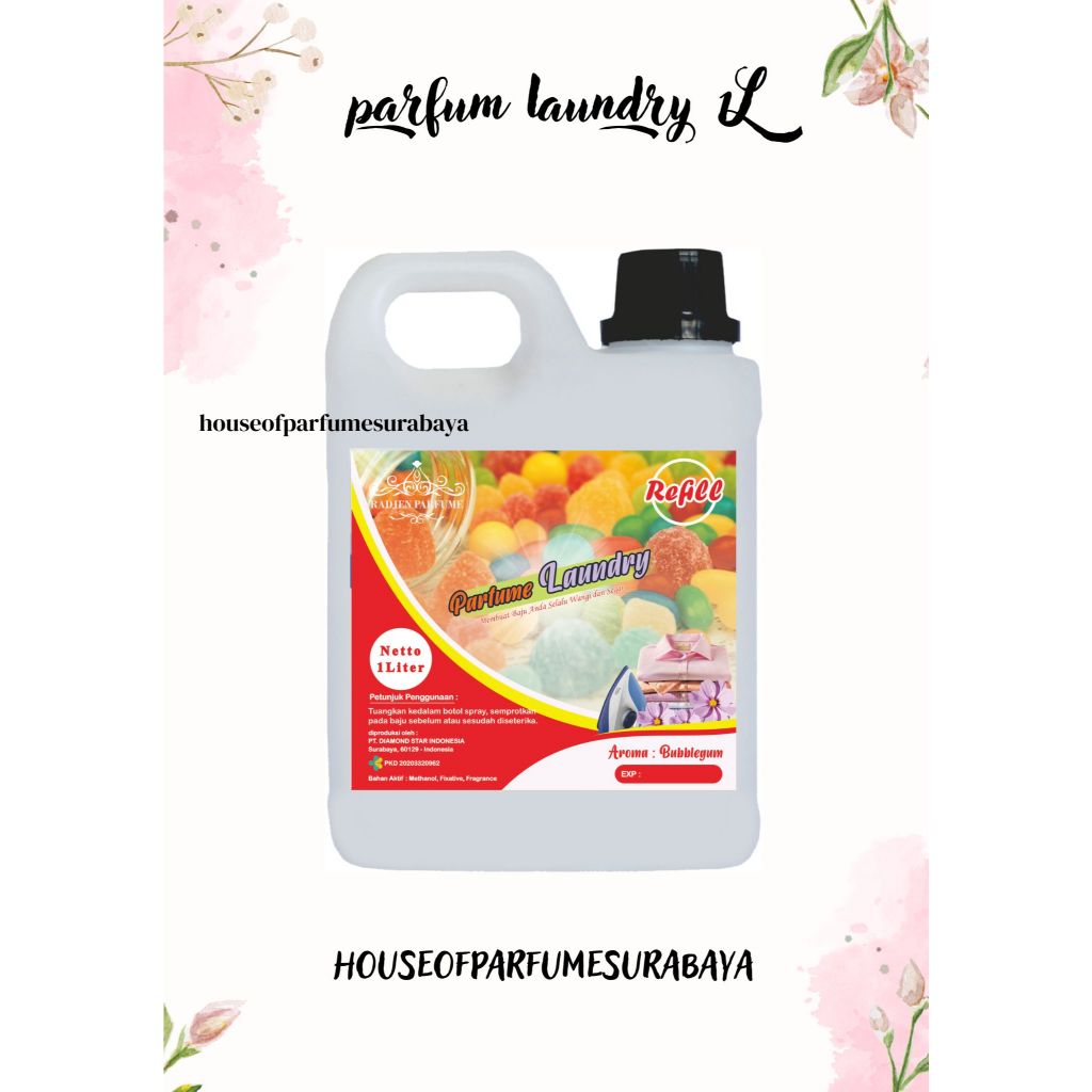 Parfum Laundry 1 Liter Aroma Bubble Gum - Pewangi Pakaian Laundry Berkualiatas - Pewangi Pakaian Tah