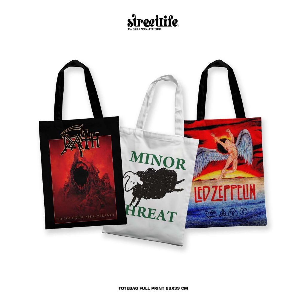 Custom Totebag Full Print Satuan / Totebag Full print / Custom Totebag / Totebag Band Motif (