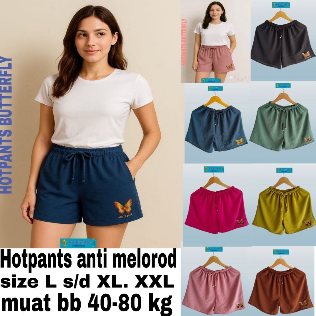 TERBARU CELANA PENDEK HOTPANTS BUTTERFLY TALI SERUT UNIQLO WANITA REMAJA & DEWASA CRINGKELE AIRFLOW