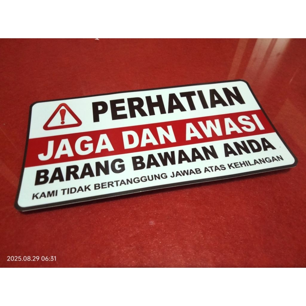 

Stiker Jaga dan Awasi Barang Uk 8x17cm