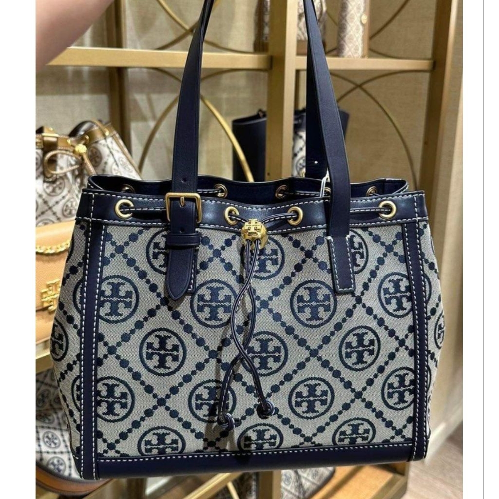 tory burch T monogram jaquard small tote bag original tb tas asli