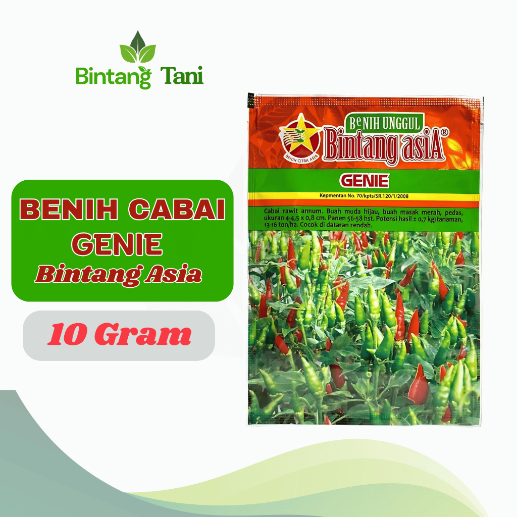 Bibit Benih Cabai Rawit Genie Bintang Asia 10 Gram | Benih Cabe Genie | Bibit Cabe Rawit Genie