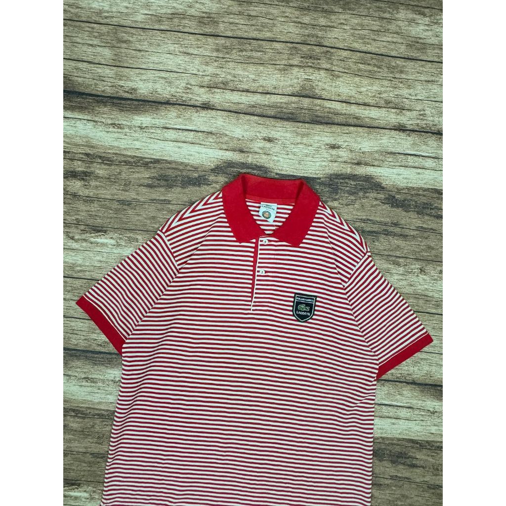 lcst x roland garros logo striped polo shirt #JLPS77