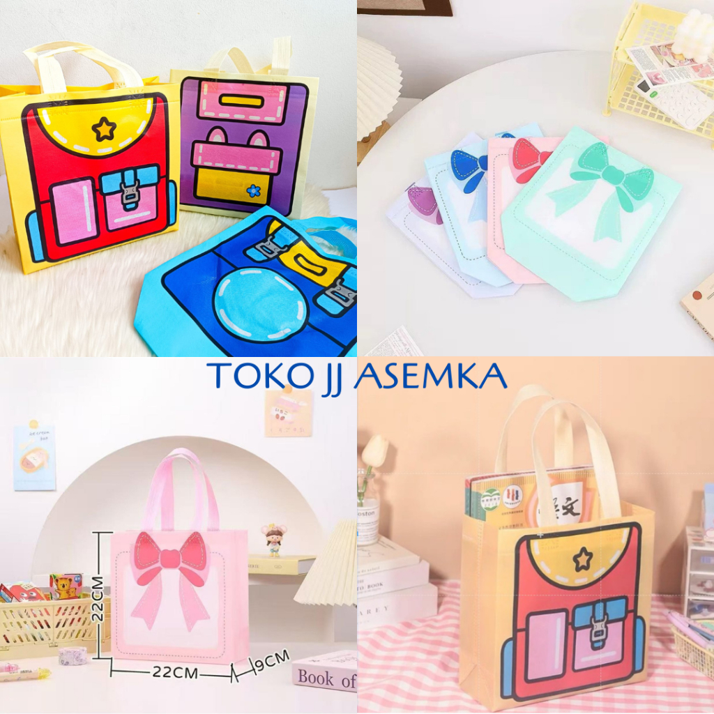

TAS SPUNBOND MODEL RANSEL PAPERBAG SOUVENIR KADO GOODIE BAG LUCU UNIK MURAH COD