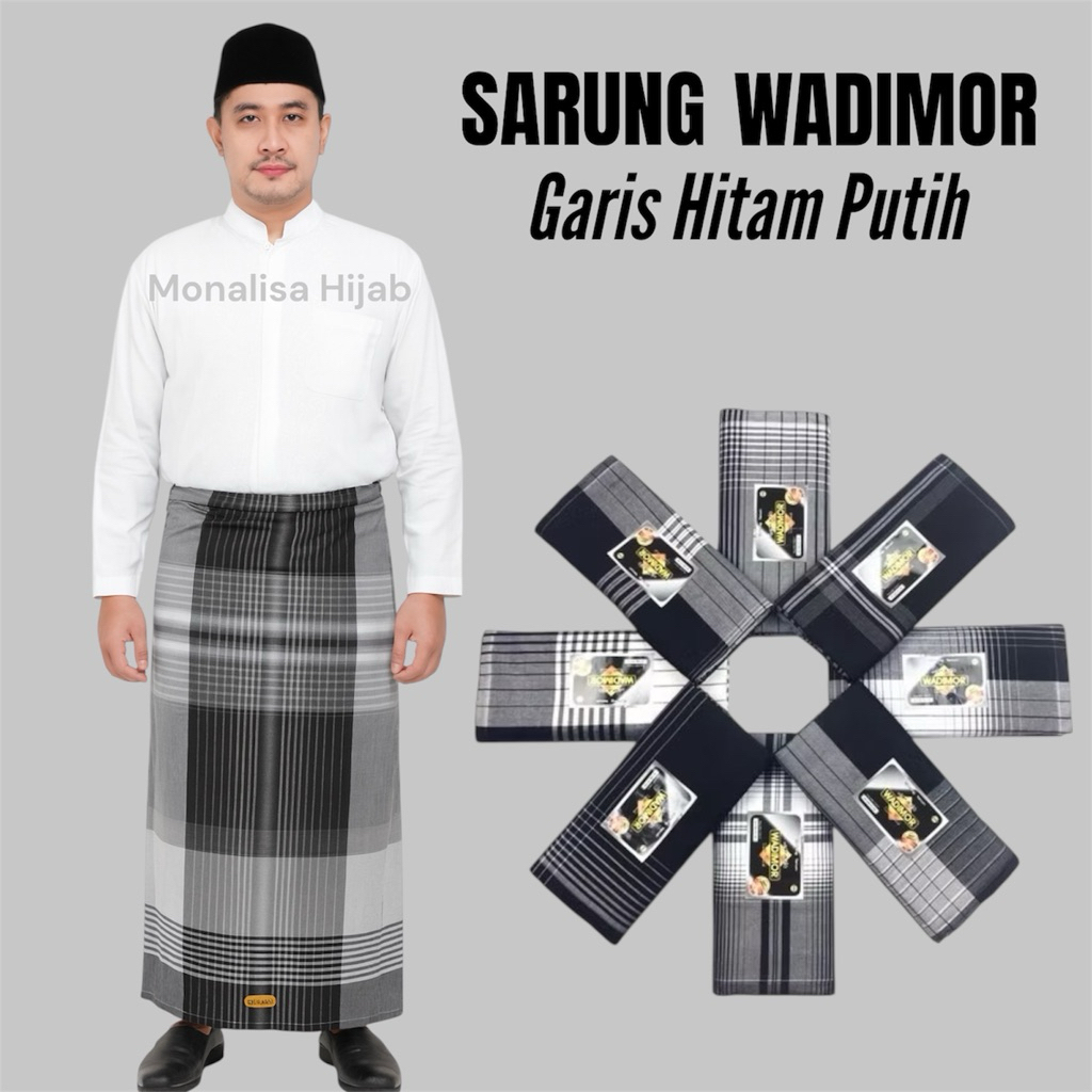 Sarung Wadimor Hitam Putih | Sarung Wadimor Corak