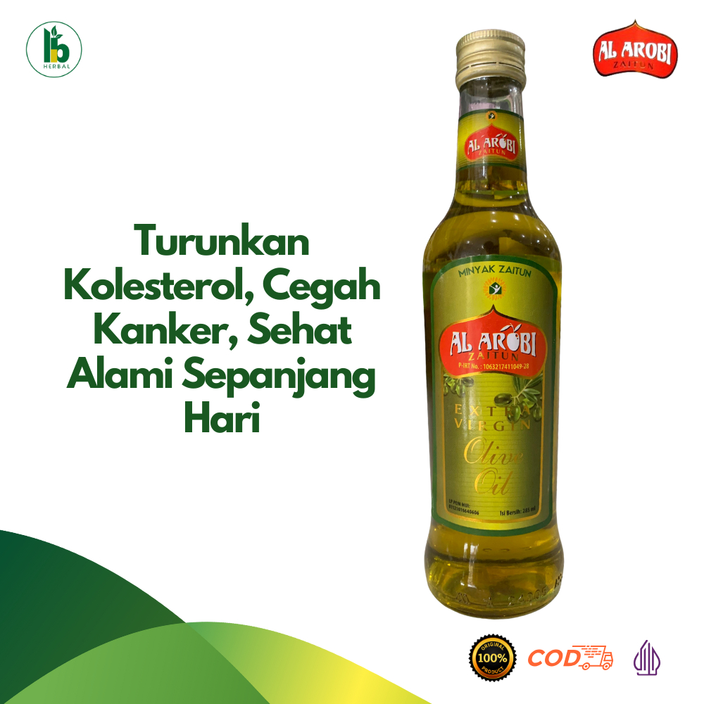 

Minyak Zaitun Al Arobi 285ml – Extra Virgin Olive Oil Mesir | Turunkan Kolesterol, Tekanan Darah & Rawat Kulit